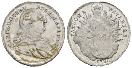 Taler, 1786, Karl IV. Theodor, Dav. 1965, Hahn 346, berieben, justiert, Avers ss-vz, Revers vz.