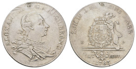 Taler, 1783, Christian Friedrich Karl Alexander, Dav. 2025, gestopftes Loch, Kratzer, berieben, ss.