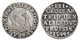 3 Groschen, 1544, Albrecht von Brandenburg, gereinigt, ss.