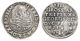 3 Groschen, 1588, Georg Friedrich von Ansbach, gereingt, leicht bearbeitet, ss.