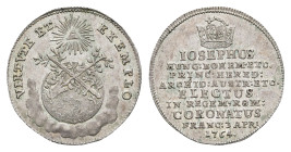 Silberabschlag vom 3/4 Dukat, 1764, auf die Krönung von Joseph II., Förschner 856.3, etw. Grünspan, ss+.