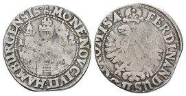 1/2 Taler, 1622, in Namen Ferdinands II., Gaed. 563 Var., Zainende, kl. Kr., ss.