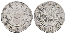 6 Mariengroschen, 1668, Buck/Meier 259 b, kl. Stempel- und Schrötlingsfehler, ss.