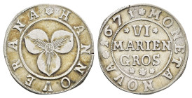 6 Mariengroschen, 1671, Buck/Meier 285a d, kl. Schrötlingsriss, etwas Belag, ss.