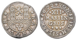 12 Mariengroschen, 1672, Buck/Meier 287 b, Zainende, ss-vz.