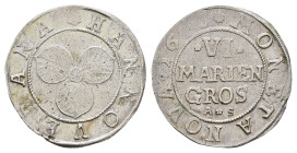 6 Mariengroschen, 1673, vgl. Buck/Meier 289, berieben, kl. Schrötlingsfehler, ss. Seltener Jahrgang.