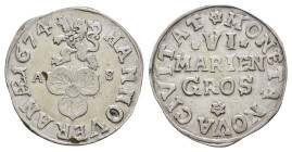 6 Mariengroschen, 1674, Buck/Meier 293, ss. Selten.