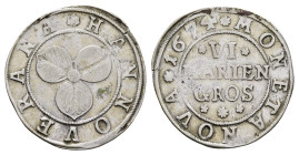 6 Mariengroschen, 1674, Buck/Meier 293a, kl. Schrötlingsriss, ss.