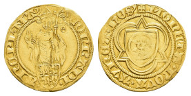Goldgulden (3,34g), o.J., Konrad III. von Dhaun, Höchst, Fb. 1621, vgl. Slg. Pick 167, ss.
