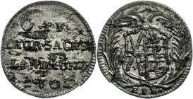 6 Pfennig, 1702, Friedrich August I., Kohl 418, Kahnt 196, Schrötlingsfehler, Riss, vz-st.