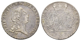 2/3 Taler, 1770, Friedrich August III., Kahnt 1103, min. justiert, ss.