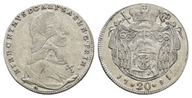 20 Kreuzer, 1791, Hieronymus Graf Colloredo, Zöttl 3284, Probstz 2489, ss.