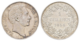1 Gulden, 1854, Maximilian II., AKS 151, wz. Kr., f. vz.
