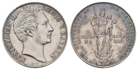 Doppelgulden, 1855, Maximilian II., Mariensäule München, AKS 168, J. 84, Kr., poliert, vz.Dieses Los wird regelbesteuert verkauft, auf den Zuschlag wi...