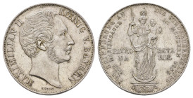 Doppelgulden, 1855, Maximilian II., Mariensäule München, AKS 168, J. 84, kl. Kr. und Rf., ss-vz.