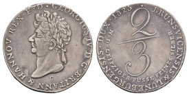 2/3 Taler, 1823, Georg IV., C (Clausthal), AKS 39, kl. Kr., ss.