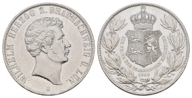 Doppeltaler, 1856, Wilhelm, 25-jähriges Regierungsjubiläum, AKS 97, J. 252, gereinigt, Kr., kl. Rf., vz.