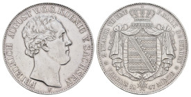 Doppeltaler, 1847, Friedrich August II., AKS 94, J. 78, kl. Rf. und Kr., poliert, ss-vz.