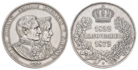 Doppeltaler, 1872, Johann, auf die Goldene Hochzeit, AKS 160, J. 133, gereingt/berieben, kl. Rf., ss.