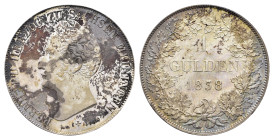 1 Gulden, 1838, Bernhard II., AKS 187, J. 434, Patina, wz. Kr., vz.