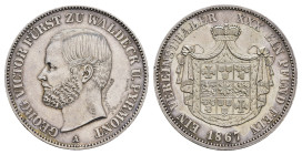 Taler, 1867, Georg Victor, AKS 45, J. 45, gereinigt, Rf., kl. Kr., vz.