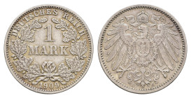 1 Mark, 1909, J, kl. Kr., wz. Rf., ss-vz. J. 17