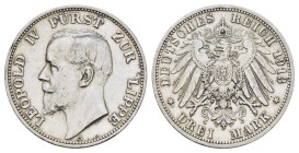 3 Mark, 1913, Leopold IV., poliert, ss-vz. J. 79