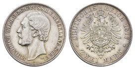 2 Mark, 1877, Friedrich Wilhelm, berieben, ss-vz. J. 90