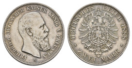 2 Mark, 1888, Friedrich III., Patina, kl. Kr., ss-vz. J. 98