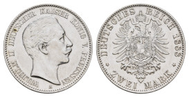 2 Mark, 1888, Wilhelm II., gereinigt, ss. J. 100