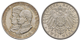 2 Mark, 1909, Friedrich August III., Universität Leipzig, Av. lt. angelaufen, vz-st. J. 138.