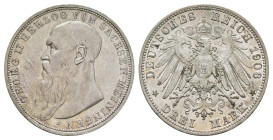 3 Mark, 1908, Georg II., berieben, kl. Rf., ss-vz. J. 152