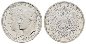 3 Mark, 1910, Wilhelm Ernst, auf seine Vermählung, kl. Kr., gereinigt, ss. J. 162