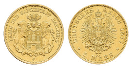 5 Mark, 1877, poliert, ss. J. 208