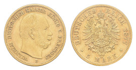 5 Mark, 1877, Wilhelm I., B, wz. Kr., f. vz. J. 244