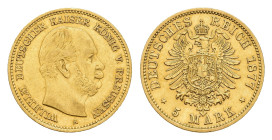 5 Mark, 1877, A, Wilhelm I., kl. Rf., berieben, ss. J. 244