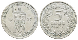 5 Reichsmark, 1925, F, Rheinlande, kl. Rf., ss-vz. J. 322