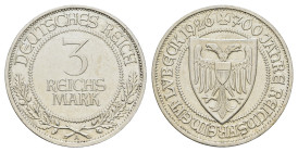 3 Reichsmark, 1926, Lübeck, Kr., gereinigt, ss+ J. 323
