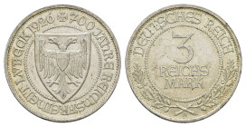 3 Reichsmark, 1926, Lübeck, kl. Rf., vz. J. 323