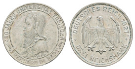 3 Reichsmark, 1927, Tübingen, Grünspan, berieben, vz. J. 328