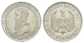 3 Reichsmark, 1927, Tübingen, etw. Grünspan, vz-st. J. 328