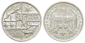 3 Reichsmark, 1927, Marburg, kl. Kr., kl. Rf., vz-st. J. 330