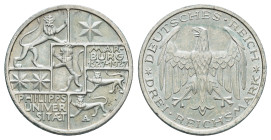 3 Reichsmark, 1927, Marburg, leichter Grünspan, kl. Rf., vz. J. 330