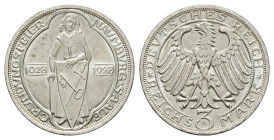 3 Reichsmark, 1928, Naumburg, wz. Kr. und Rf., vz-st. J. 333