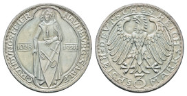 3 Reichsmark, 1928, Naumburg, leichter Grünspan. kl. Rf., vz. J. 333