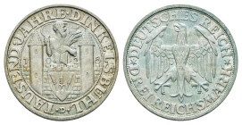 3 Reichsmark, 1928, Dinkelsbühl, Grünspan, vz. J. 334
