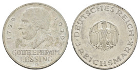 3 Reichsmark, 1929, G, Lessing, kl. Kr., lt. fl., vz. J. 335