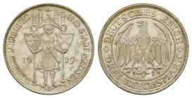 3 Reichsmark, 1929, Meissen, gereinigt, vz. J. 338
