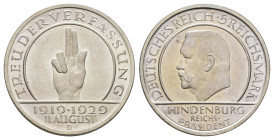 5 Reichsmark, 1929, Schwurhand, wz. Kr., gereinigt, vz. J. 341