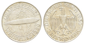 3 Reichsmark, 1930, D, Zeppelin, wz. Rf., ss+ J. 342